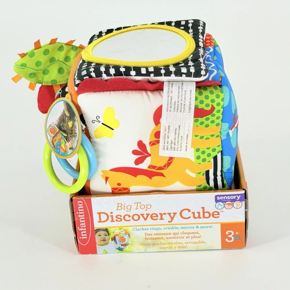 Infantino Big Top Discovery Cube Sensory Activity Soft Baby Toy New 3+ Months